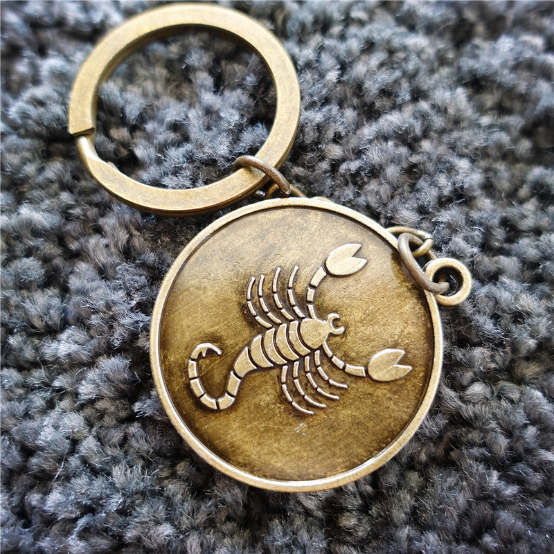 Wholesale 12 Constellations Retro Metal Keychains